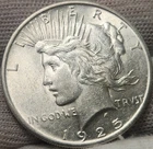 1925 P Peace US Silver Dollar - 90% Silver US Coin ~ Choice AU ~ P-25p5