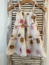 A14 Pink Chicken Sunburst Girl's Gauze Cotton Dress Tiered Ruffle Sundress Sz 2