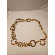 7632 Goldtone Chain link belt with circles 36 inch Adjustable