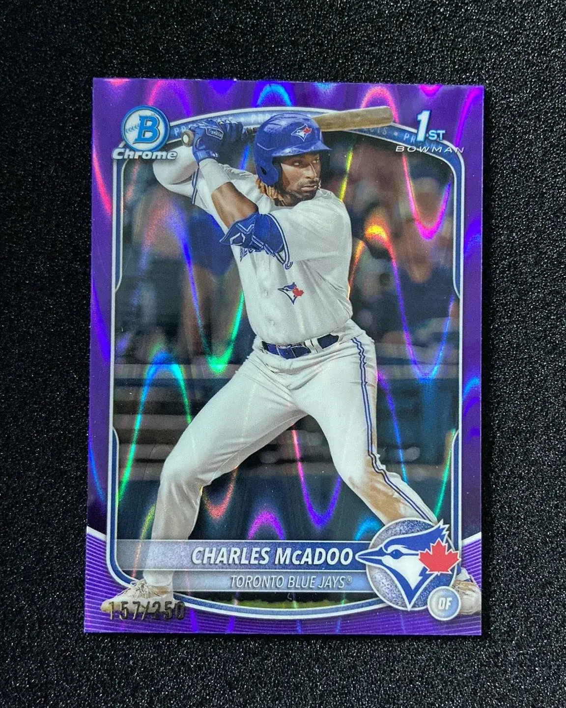 2025 Topps Bowman Chrome Purple Raywave #BCP-150 Charles McAdoo 1st /250 -LT79