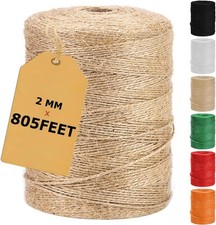 805FT Natural Jute Twine String, Bulk Hemp Jute Rope Cord Twine