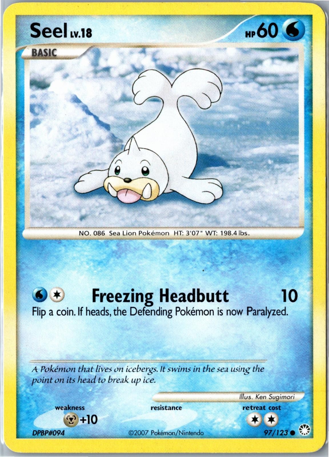 Pokemon Card - Seel 97/123 Mysterious Treasures Common Heavily Played
