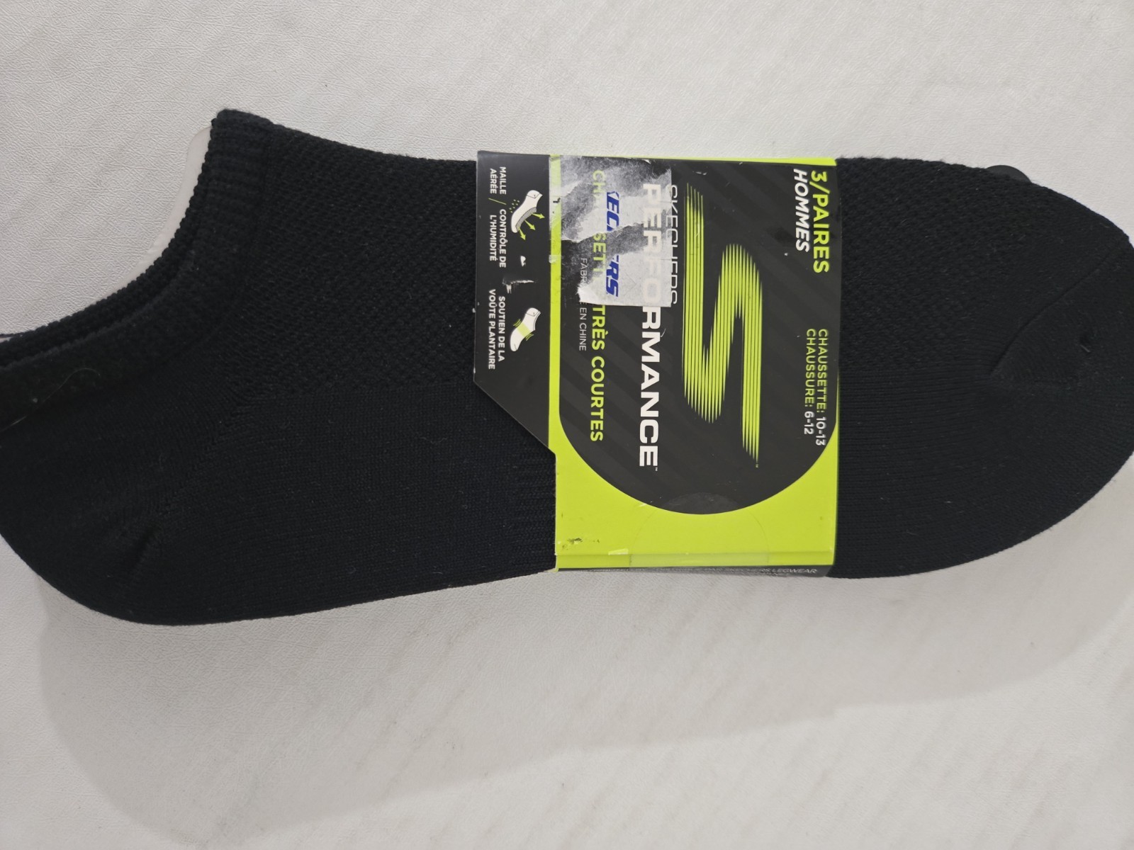 Skechers Performance No Show Men's Black Socks 3 Pack FREE SHIPPING