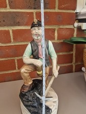 Vintage Colliery Ceramic Coal Miner  Shovel Statue Figure Model Ornament