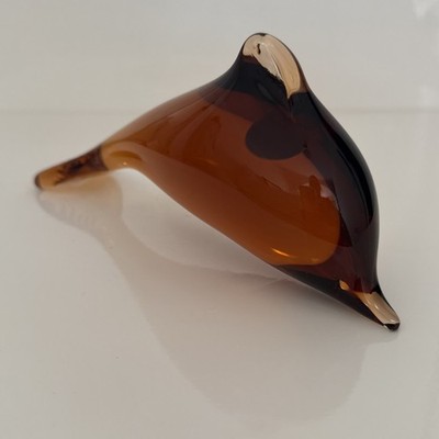 Wedgwood 70er Jahre Braunglas Delphin Briefbeschwerer Ronald S.-Willson Paul Miller