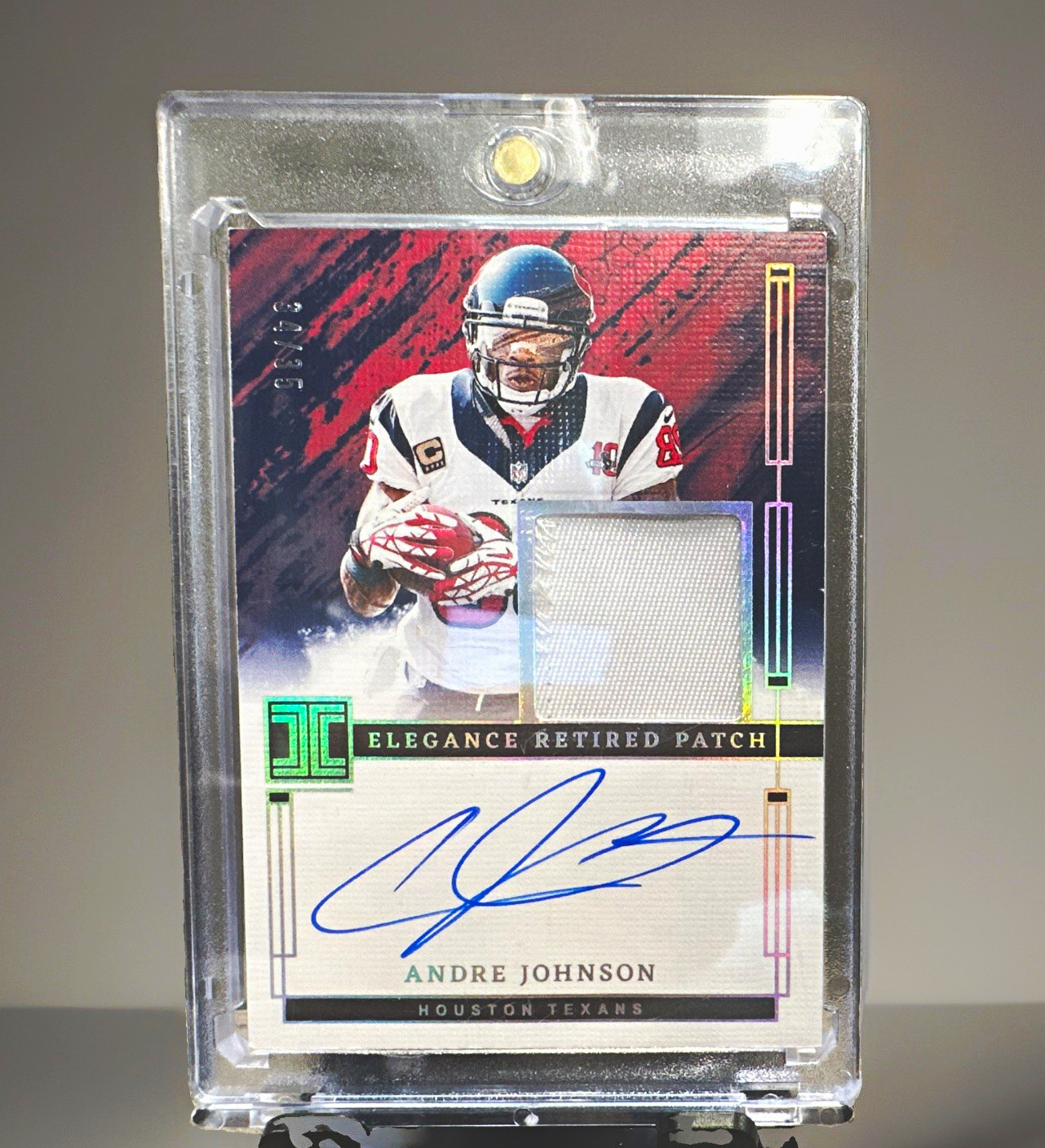 2024 Panini Impeccable Andre Johnson Elegance Retired Patch Auto /35 ERA-AJN