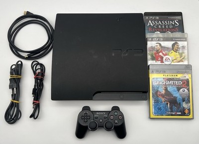Sony Playstation 3 Slim - 320GB Konsole | Schwarz + 3x Spiele & Kabel | PS3