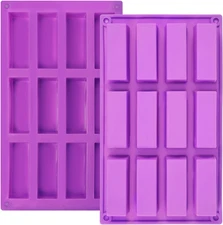 2 Pack Granola Bar Mold Silicone Mold,12 Cavity Rectangle Energy Bar Mold,Cereal