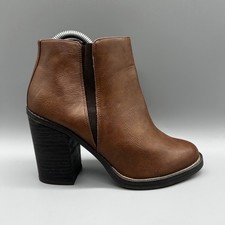 New Look Ankle Chelsea Boots Brown Pull On Block Heels Womens Uk 5 Eu 38