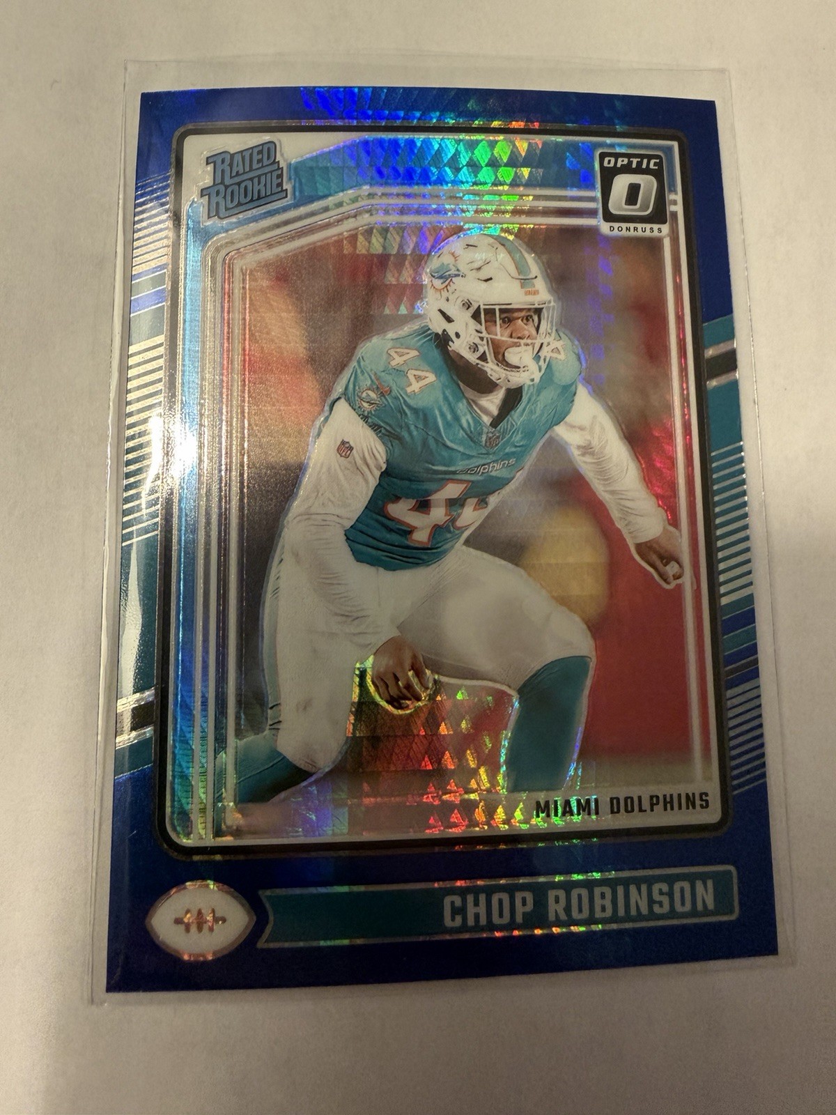 2024 Panini Donruss Optic- Rated Rookie Chop Robinson #219 Blue Hyper Prizm (RC)