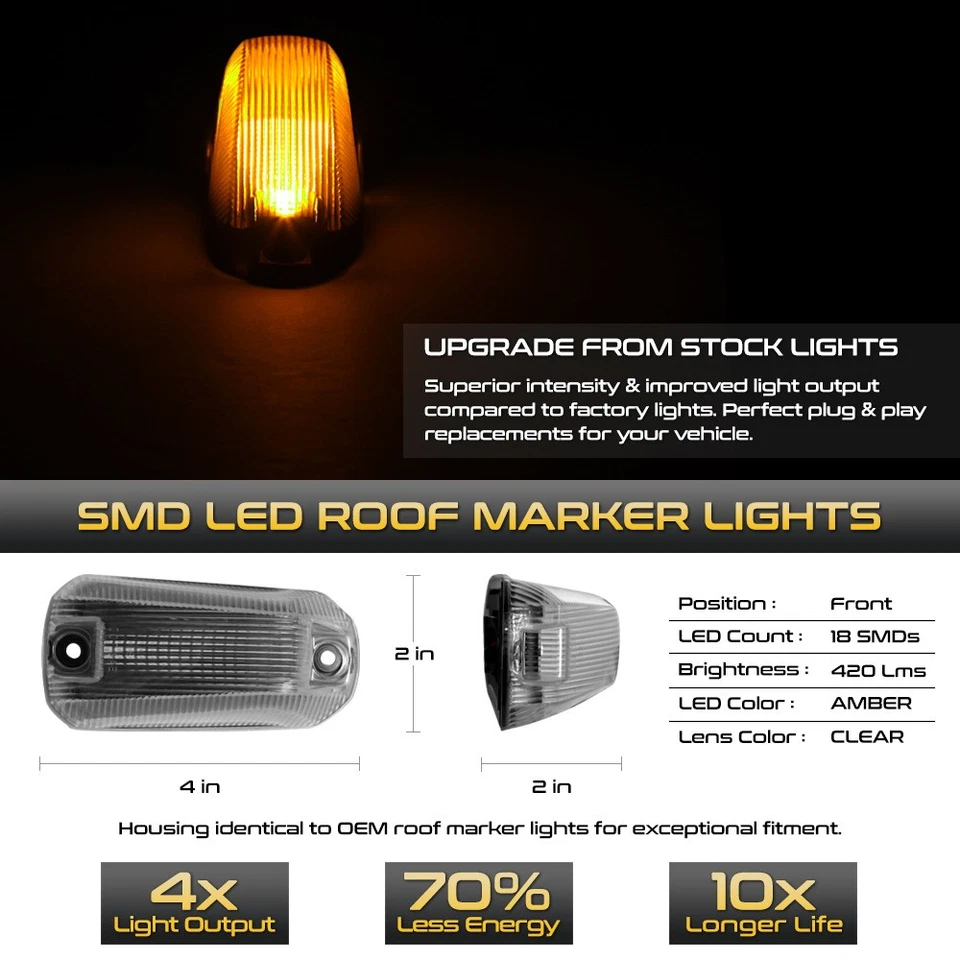 10Pcs LED Front+Rear Top Roof Running Lamps Lights For 2015-2024 Ram ProMaster Foto 2 de 4