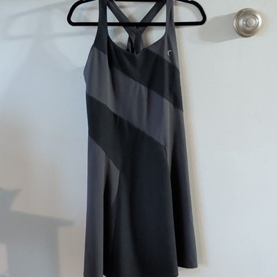 Zyia Active Asym Tempo Tank Dress 3XL Black/Gray Colorblock Scoop Knee