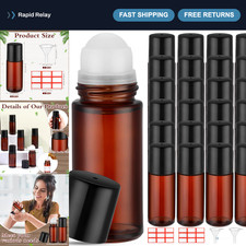 24 Pcs 50ml Brown Glass Roller Bottles for Essential Oils, Perfumes  DIY Use