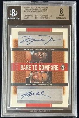 Michael Jordan Kobe Bryant Auto /25 BGS 8 W/ 9.5 Sub 2003 UD Top Dare To Compare