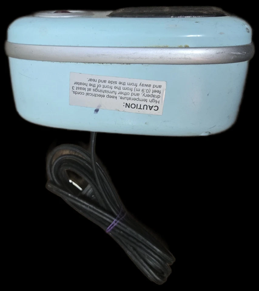 Calentador de cerámica Soleil vintage modelo: MH-08M verde azulado pequeño 5” pulgadas x 6,5” en funcionamiento Foto 3 de 4