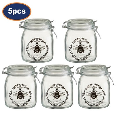 1000ml Glas Bienenkönigin 5 Stück Vintage Style Cliptop Deckel Kanister luftdicht