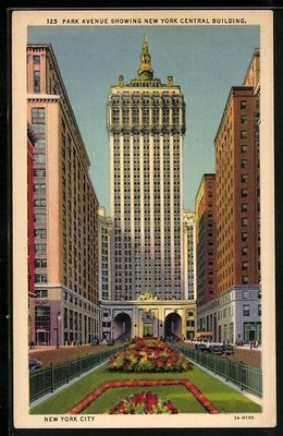 New York, NY, Park Avenue showing New York Central Building, Ansichtskarte 