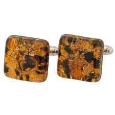 Glass Of Venice Murano Glass Cufflinks Italian Topaz Gold Leaf Cuff Links for Me