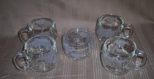 4 NESTLE'S GLOBE MUGS + SUGAR BOWL W/LID   GREAT CONDITION !!