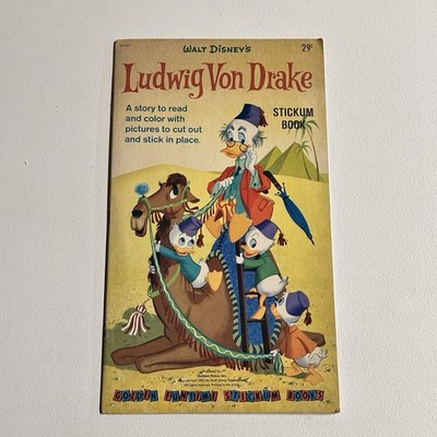 1961 Golden Funtime Stickum Book Walt Disney's Ludwig Von Drake