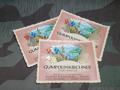 Vintage German Wine Labels Gumpoldskirchener Wein Sekt Champagne Bottle Lot of 3