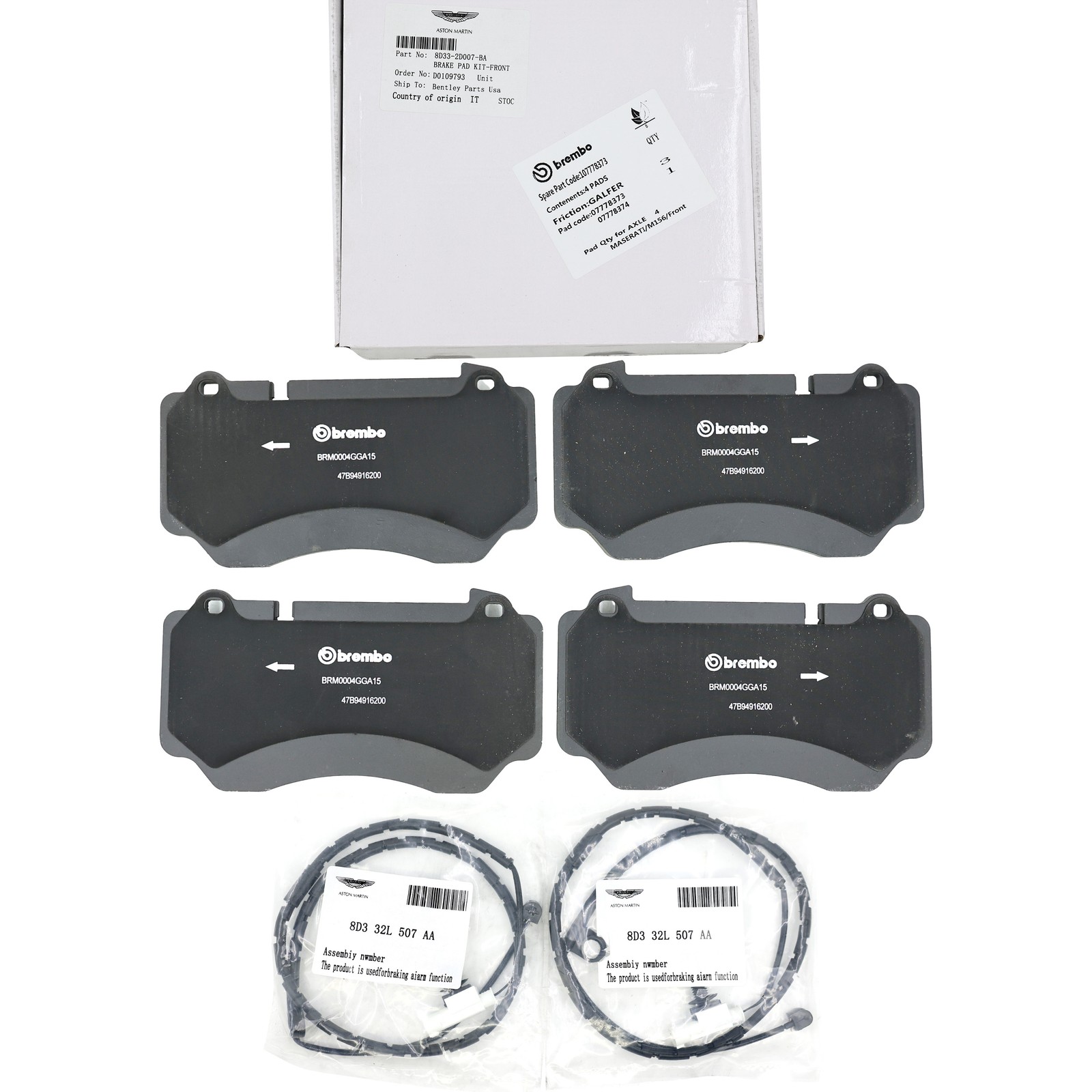 For 2013-2016 Aston Martin DB9 Vanquish DBS Virage Front Brake Pad 8D33-2D007-BA
