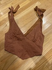 Shein rust orange corset top size medium Adjustable Tie Straps
