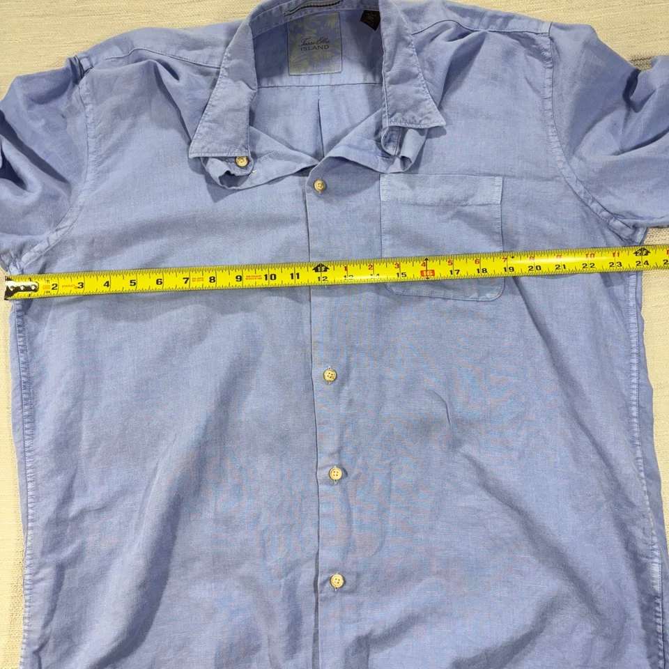 Tasso Elba Island Linen Cotton Button Up Roll Tab Long Sleeve Shirt L - Image 4 of 4