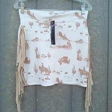 Lucky Blessed Women's Desert Bloom Fringed Mini Skirt Size Small