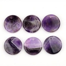 10pcs Natural Amethyst Stone 30mm Round Beads Pendants DIY Jewelry Making
