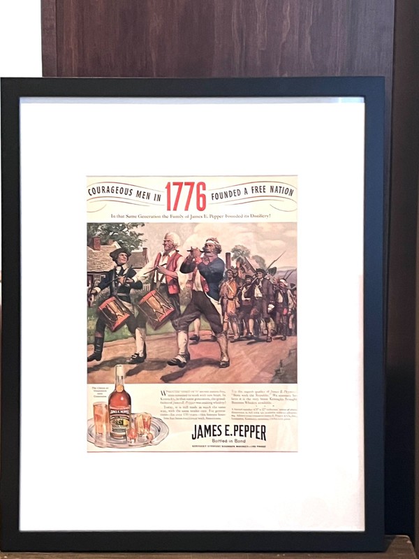 Rare James E. Pepper Distillery Advert. Framed 16x20