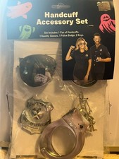 Police Handcuff Accessory Set Costume Prop Badge Sunglasses Keys Halloween