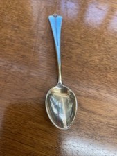 Cuchara vintage David Anderson Noruega plata esterlina esmalte azul claro