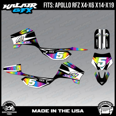 Graphics Kit for Apollo RFZ X4 X5 X6, X14 to X19 Turbo Series - Rainbow