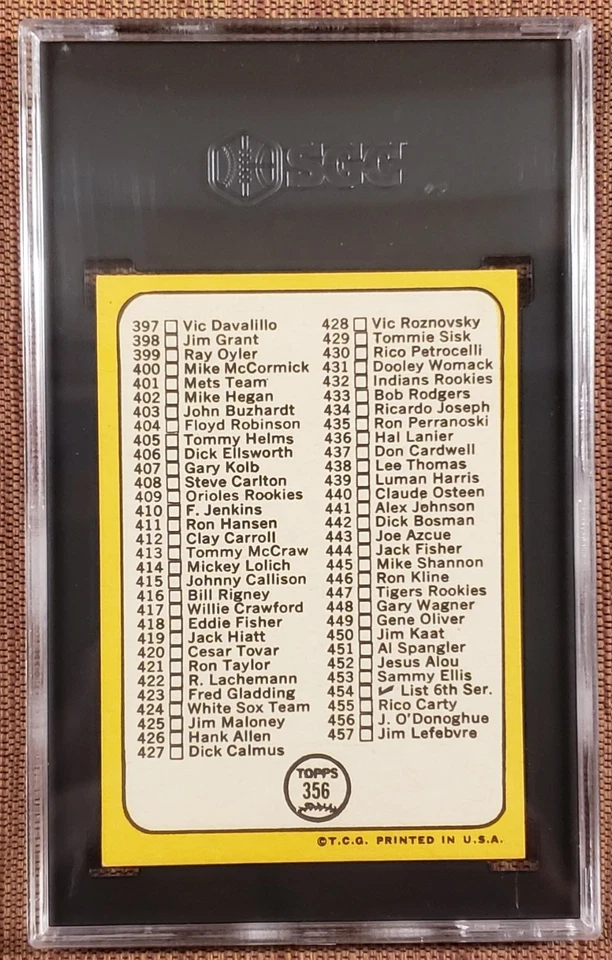 Tarjeta de lista de verificación de béisbol 1968 Topps #356 Ken Holtzmann Chicago Cubs SGC 5,5 EX+ Foto 2 de 3