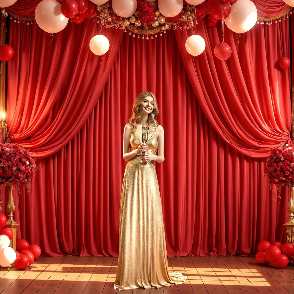 10ft x 7ft Red Backdrop Curtain for Parties Red Wrinkle Free Backdrop Drapes ... - Image 4 of 4