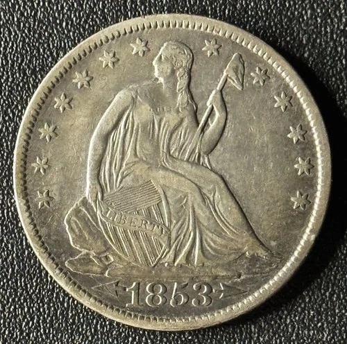1853 Arrows and Rays Seated Liberty Half Dollar