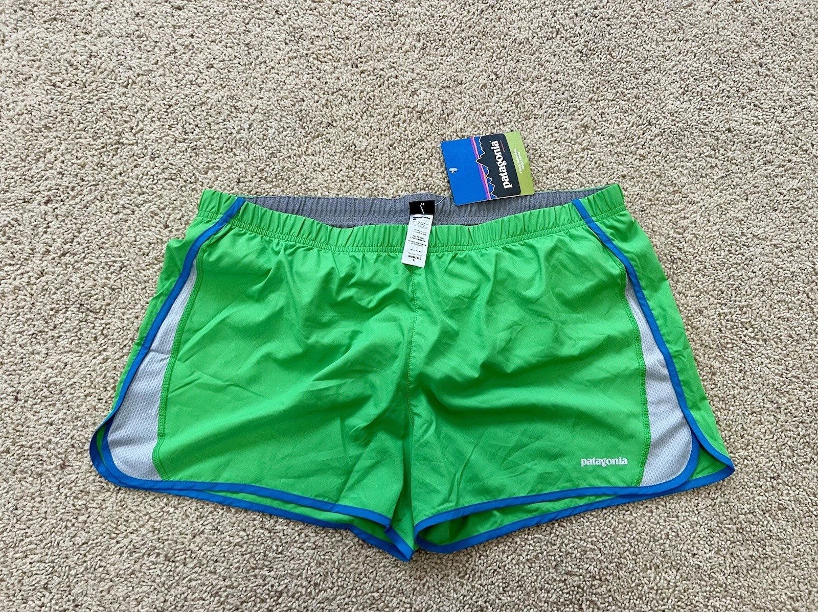 patagonia trail running strider Lime Green XL shorts women With Liner
