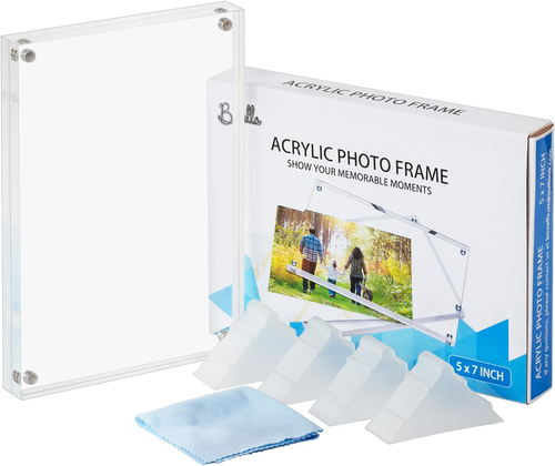 5X7 Inches Acrylic Picture Frame, Double Sided Clear Frameless Photo Frames with - Picture 7 of 12