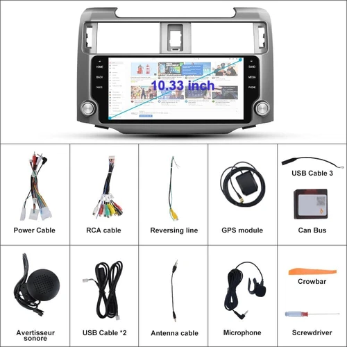10.33" Silver Audio Radio 4GB+64GB 8 Core Head Unit For Toyota 4Runner 2010-2019 - Bild 16 von 18