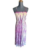 Romantic Gypsy Purple Tie Dye Bohemian Spaghetti Strap Dress Size Large NWT