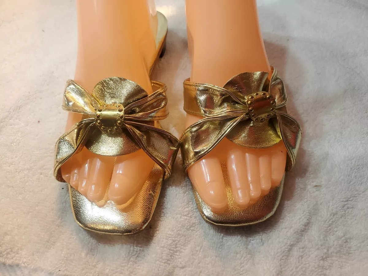 Gold lame shop slippers