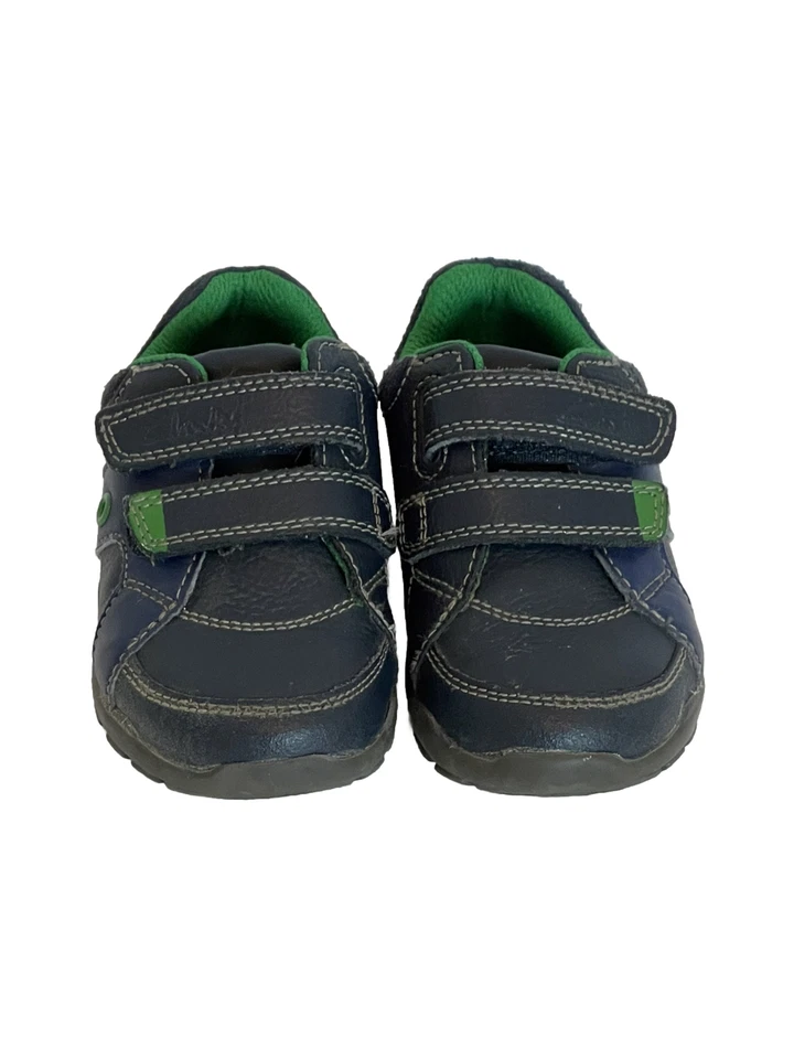 Boys Clarks First Shoes 'Flash Pop' Lights Up - Leather Blue And Green Size 5M - Image 2 of 4
