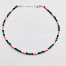 Pink And Green Beaded Necklace Wicked Glinda Elphaba Inspired Jewelry