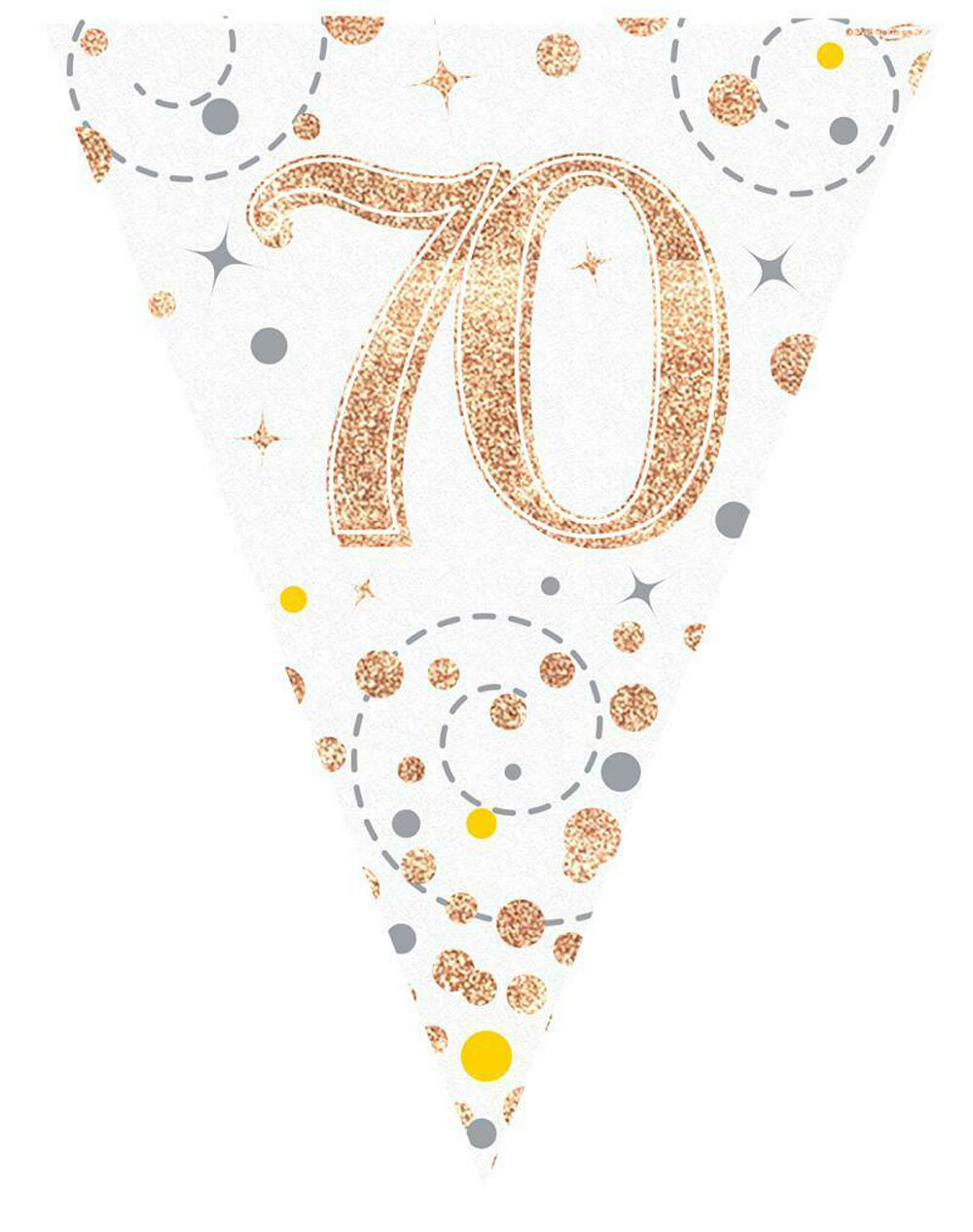 70th Birthday Party Bunting Rose Gold Sparkle Banner Age 70 Party Decoration