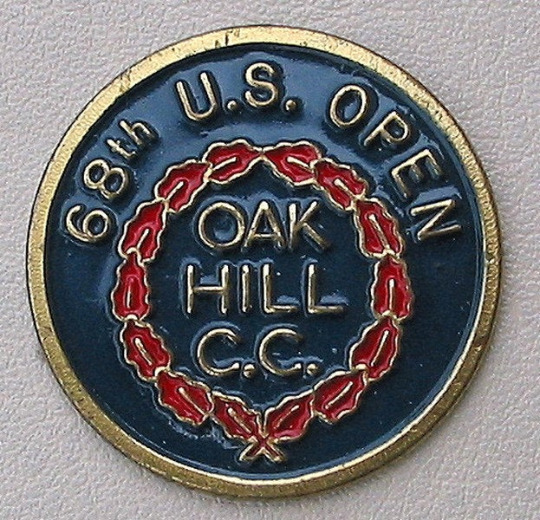 1968 US OPEN HAND PAINTED 1" COIN OLD GOLF BALL MARKER OAK HILL COUNTRY CLUB