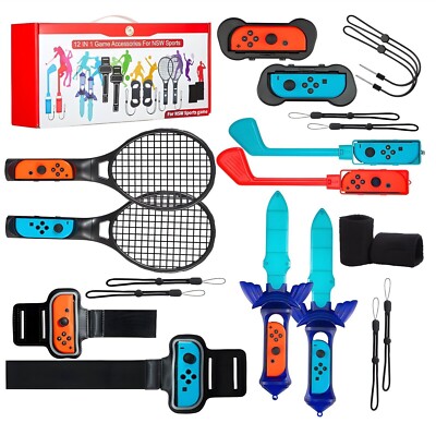 Switch Sports Accessories Bundle For Nintendo, 12 in 1 Family Sports Games