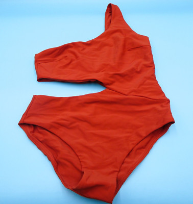 B Fyne Medium Orange Single Shoulder Cutout Regular Kysre One Piece Swimsuit New