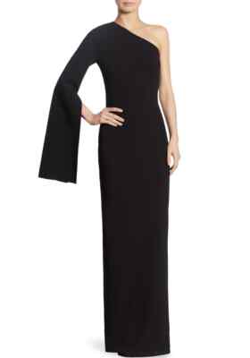 black maxi one shoulder dress Vanessa main image 1