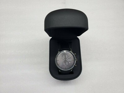 EMPORIO ARMANI CHRONOGRAPH DATE BLACK LEATHER STRAP MEN'S WATCH